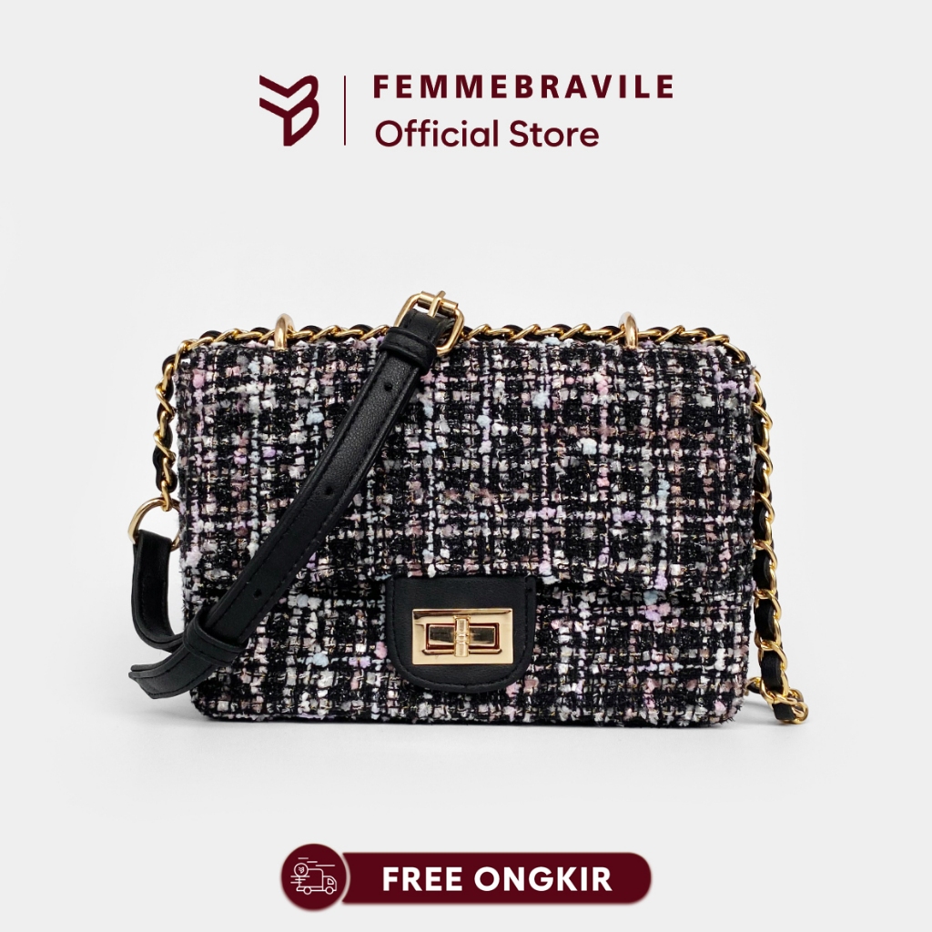 Femmebravile | Tas Selempang Wanita | Sling Bag | Tas Wanita | Clara Tweed