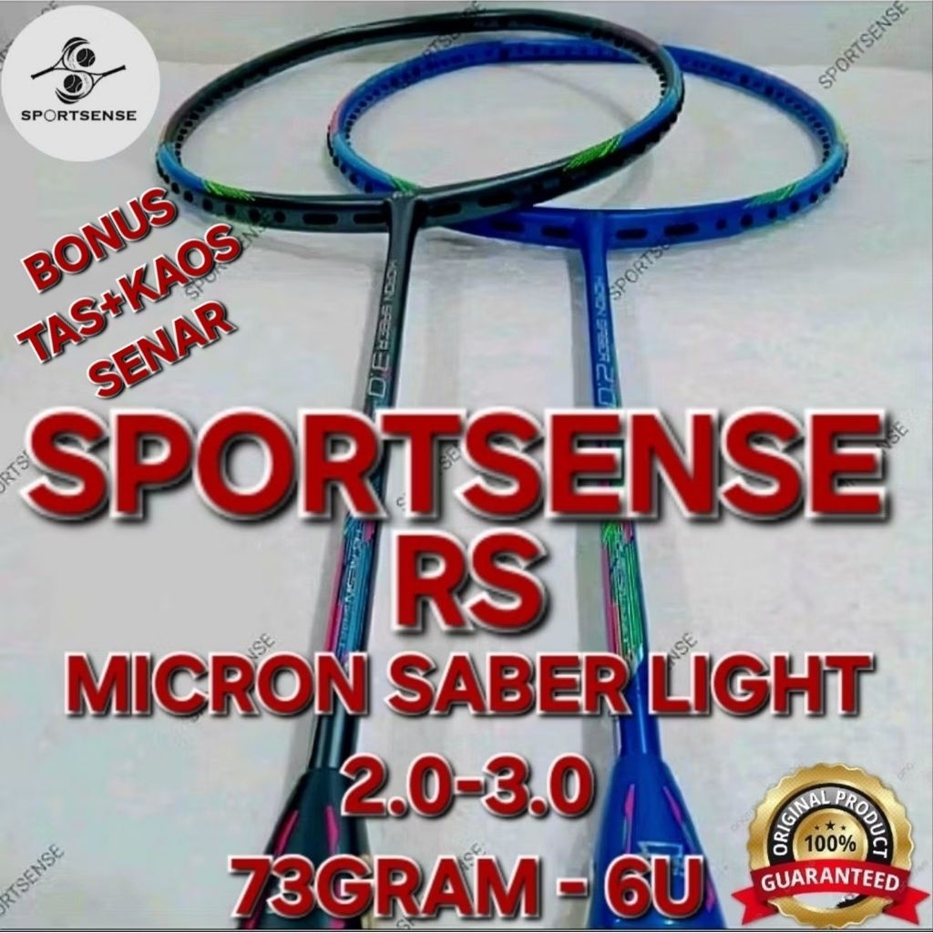 Raket Bulutangkis Badminton RS Micron Saber MS Light 2.0 3.0 2 3 73gr 6u Original