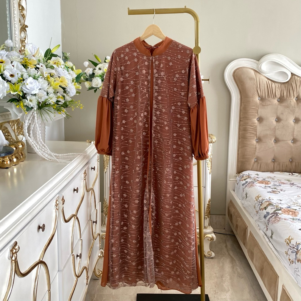 DRESS BROKAT TILE OUTER PAYET | DRESS KONDANGAN ELEGAN