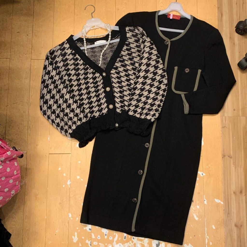 Healthy Karen Houndstooth Crop Cardigan [Brown] Stylist Style Korean Look Korea Idol Kpop
