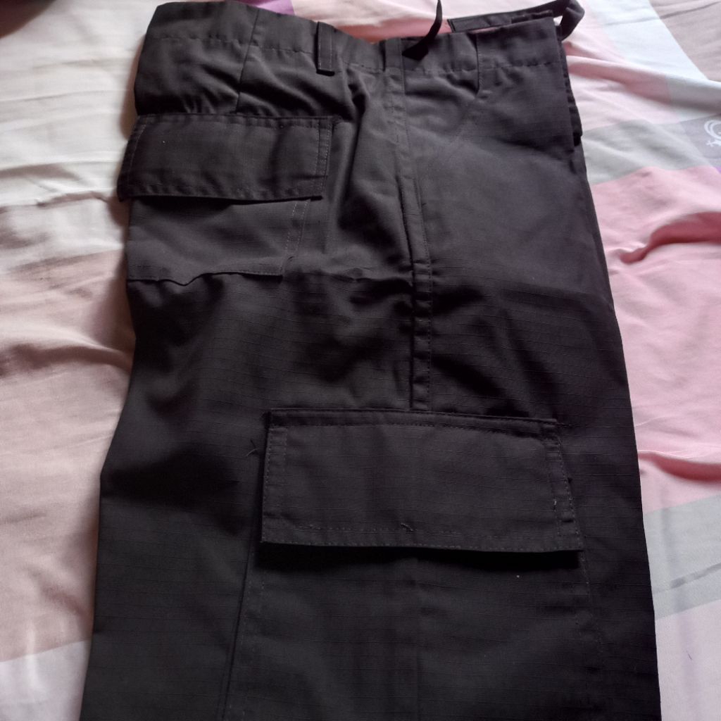Celana PDL hitam bahan sritek/ripstok katun size 30-39
