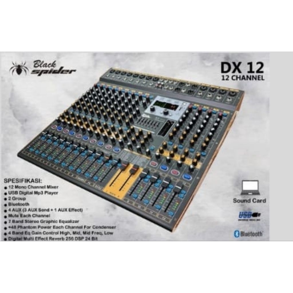 mixer audio blackspider 12 channel dx12 original black spider dx-12