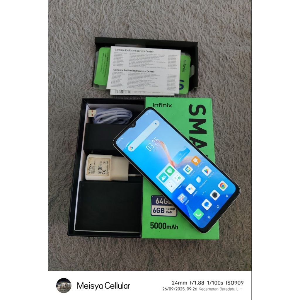 infinix smart 7 ram 3+3/64 fulset second original gret B lecet pakai