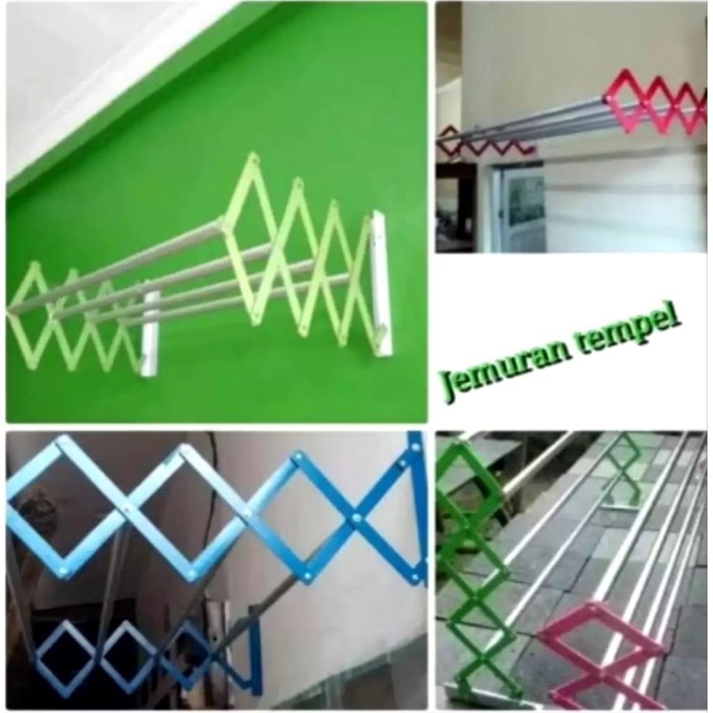 Kaelashop99 ll Jemuran besi dinding lipat ditempel di tembok jemuran handuk dan jemuran baju 75cm Re