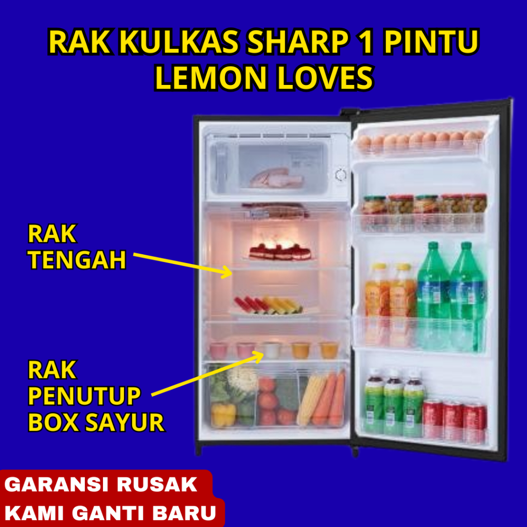 Rak Kulkas Sharp 1 Pintu Model Lemon Loves - Custom Akrilik Rak Kulkas Sharp 1 Pintu -  rak tengah k