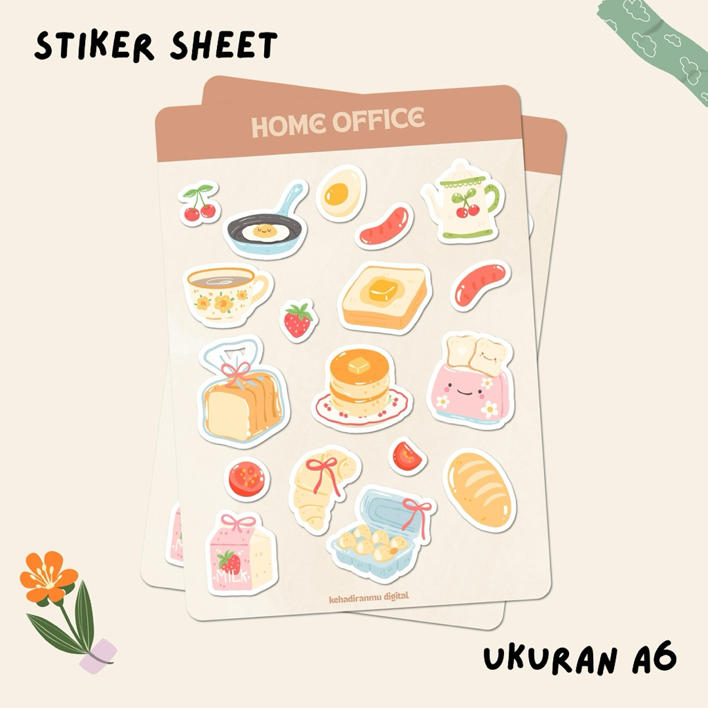 Stiker Sheet Lucu Aesthetic Makanan Food