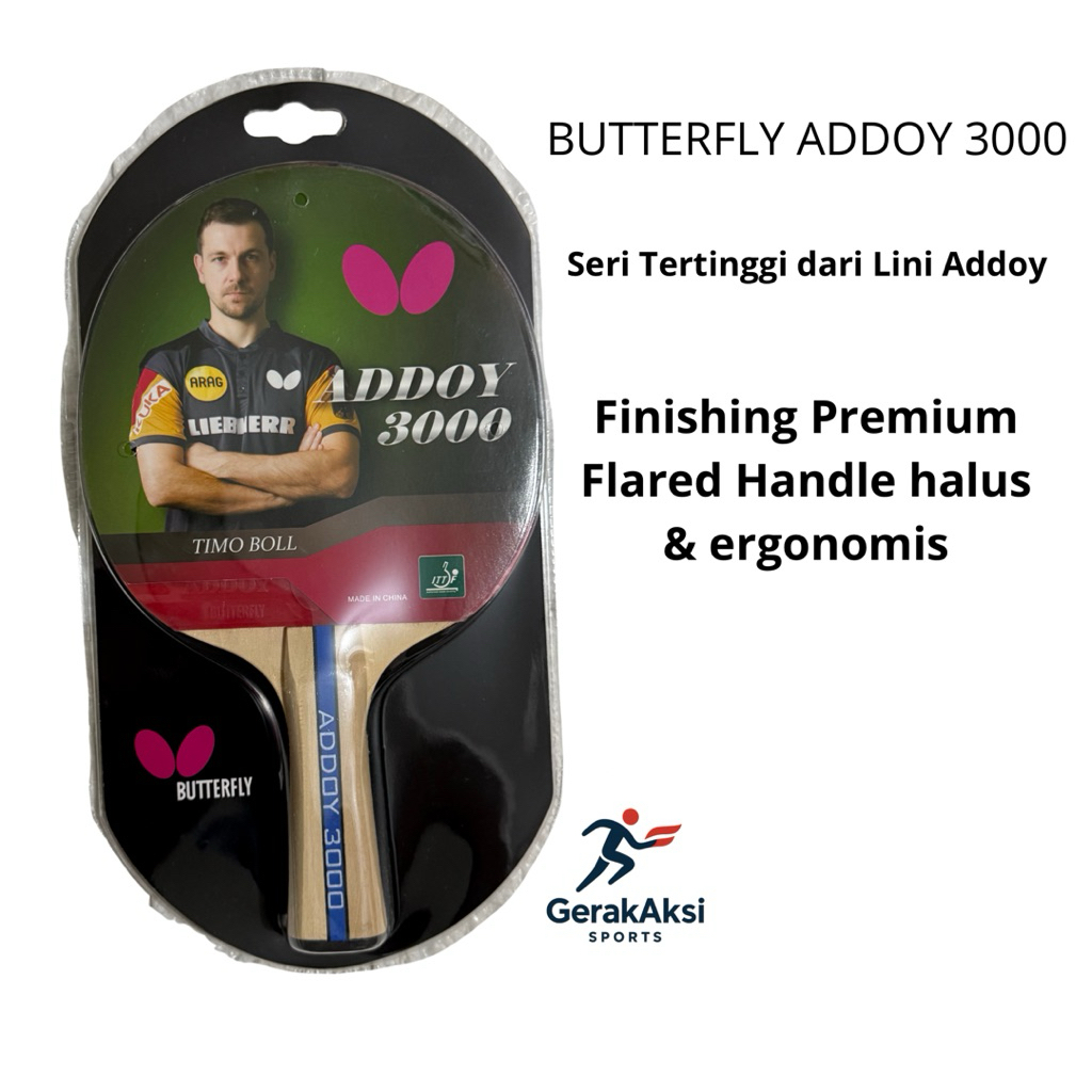 Bet Pingpong Premium untuk Pemula – Butterfly Addoy 3000 ORIGINAL, ITTF Approved