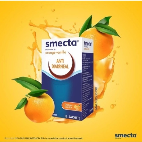 Exp AUG 2027 Smecta Orange 12 Sachet Smecta Anti Diarrheal Orange Vanila Diatas 2 tahun