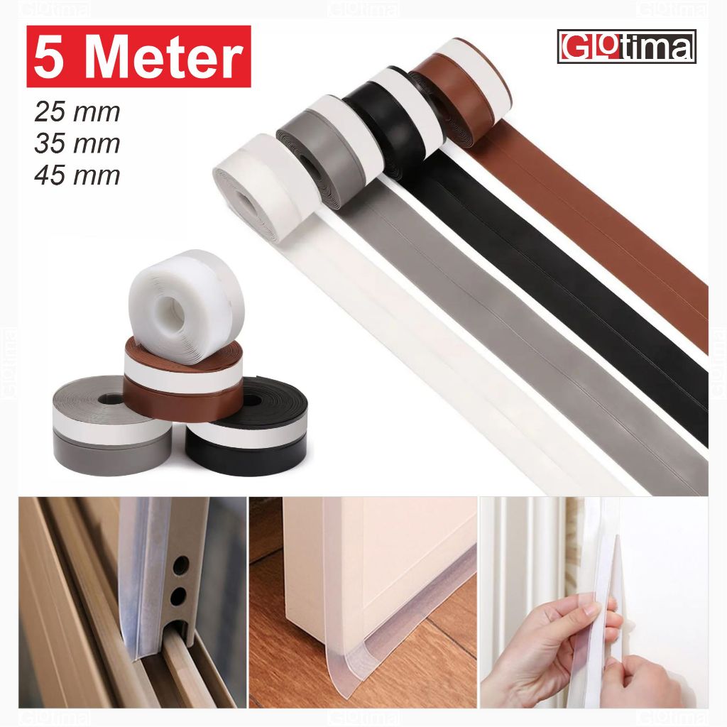 Karet Lis Penutup Celah Pintu Bawah Rubber Flex Door Bottom Weather Seal Lis Pintu Silikon 5 M 45 mm
