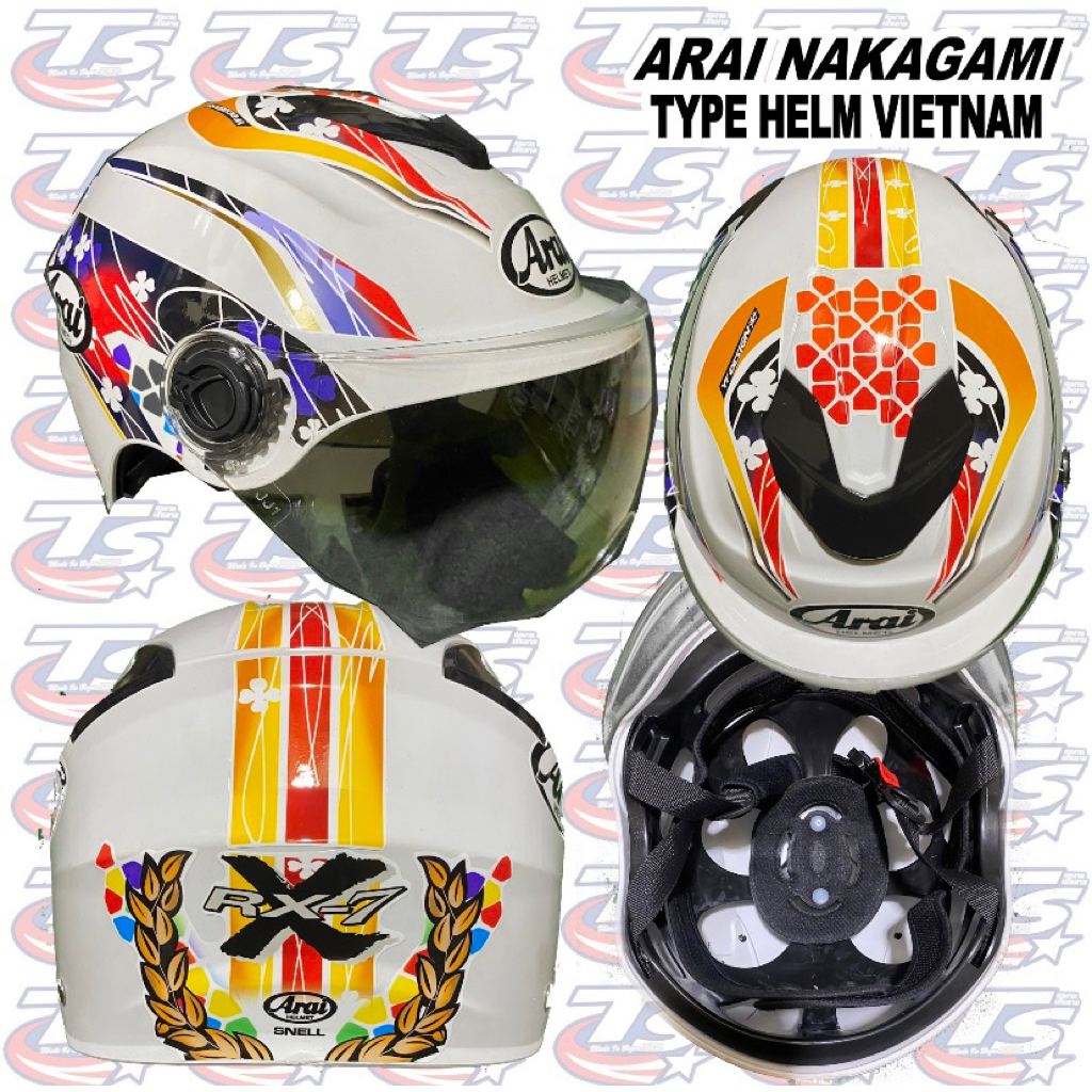 helm motif arai helm copy arai nakagami buat ngonten