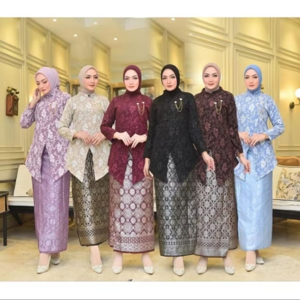 ( FREE HIJAB) COD BY AZNAH FASHION SETELAN KEBAYA KINARA JANGGAN FUKURO JAGUARD EMBOS // KEBAYA VIRA