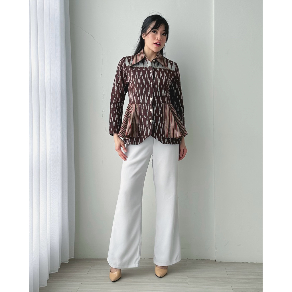 Kemeja Tenun Lurik Wanita - Khakinata - Bina Top