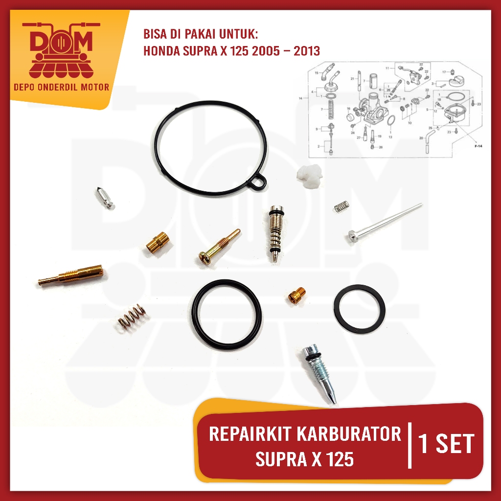 Repairkit Karburator Supra X 125 (KAWA) Carburator Repair Kit Parkit Spuyer Karbu Assy Honda SupraX