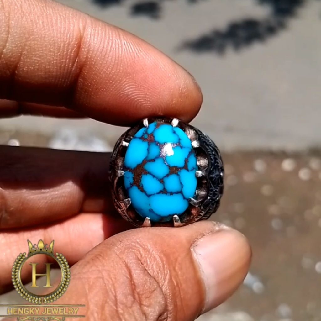 Batu pirus mesir Fancy blue ceplok kura
