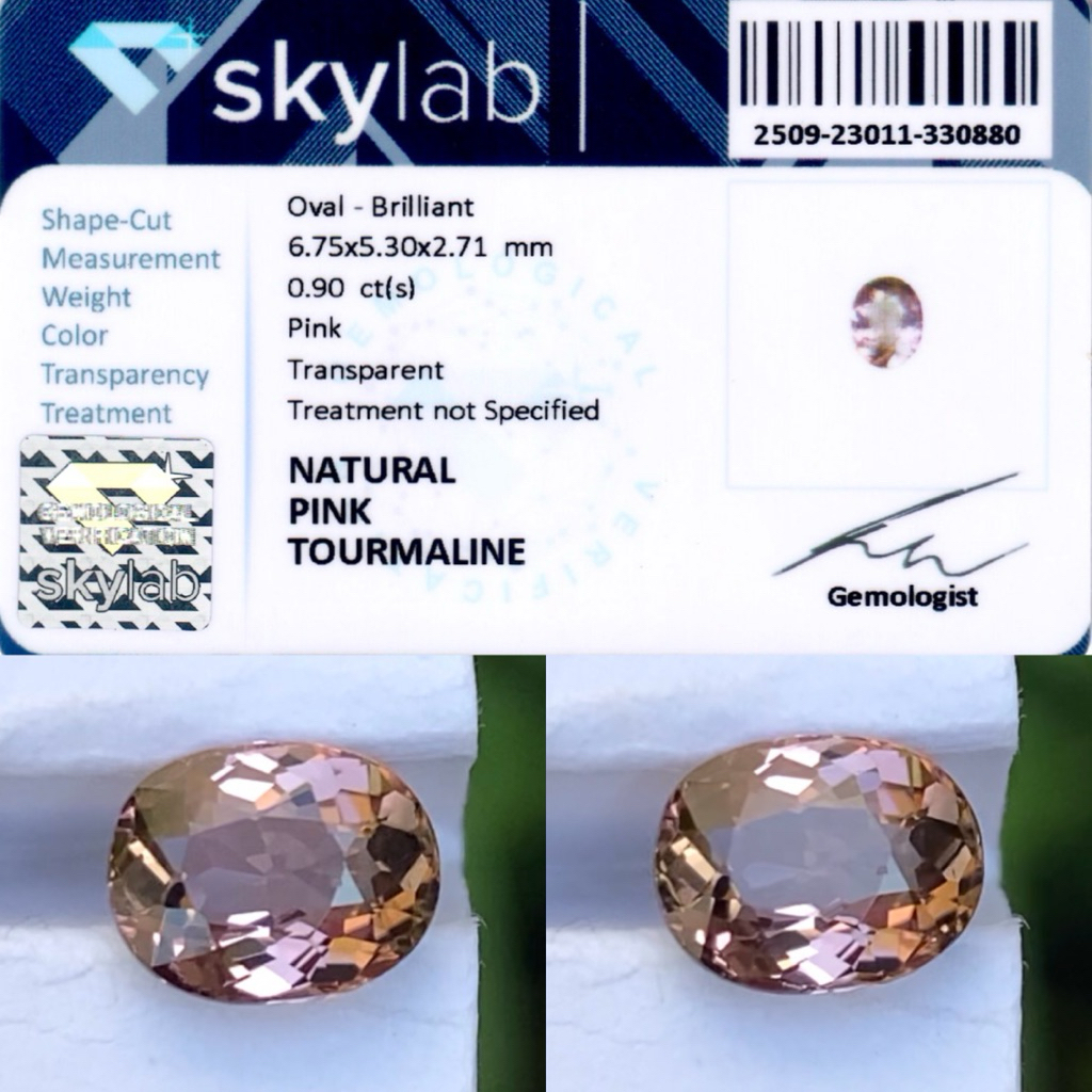 0,90 cts Natural Pink Tourmaline No Treatment Memo Skylab