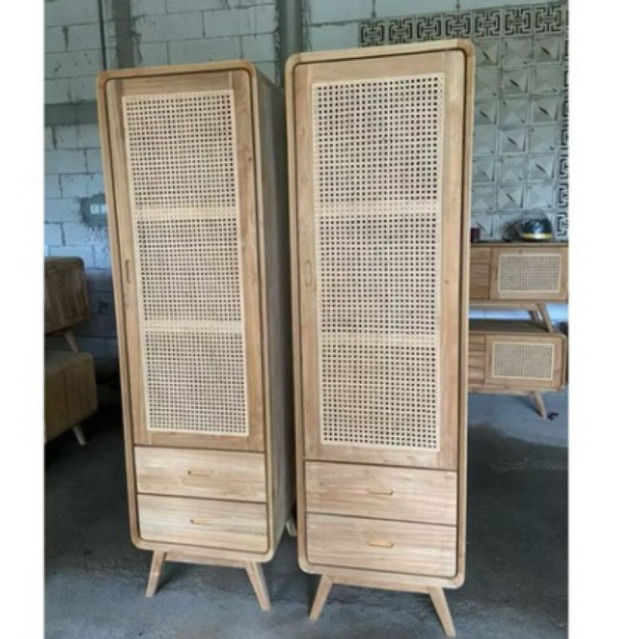 Lemari Rotan 1 Pintu Minimalis Lemari Kayu Kayu Rotan Natural Lemari Pakaian Rotan Minimalis Lemari 