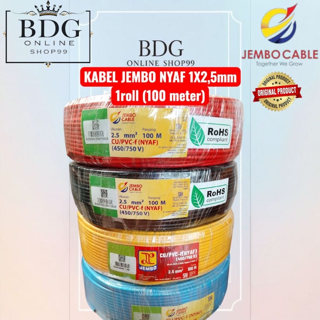 KABEL NYAF 1X2,5mm JEMBO 1roll (100 meter) JEMBO NYAF 2,5mm