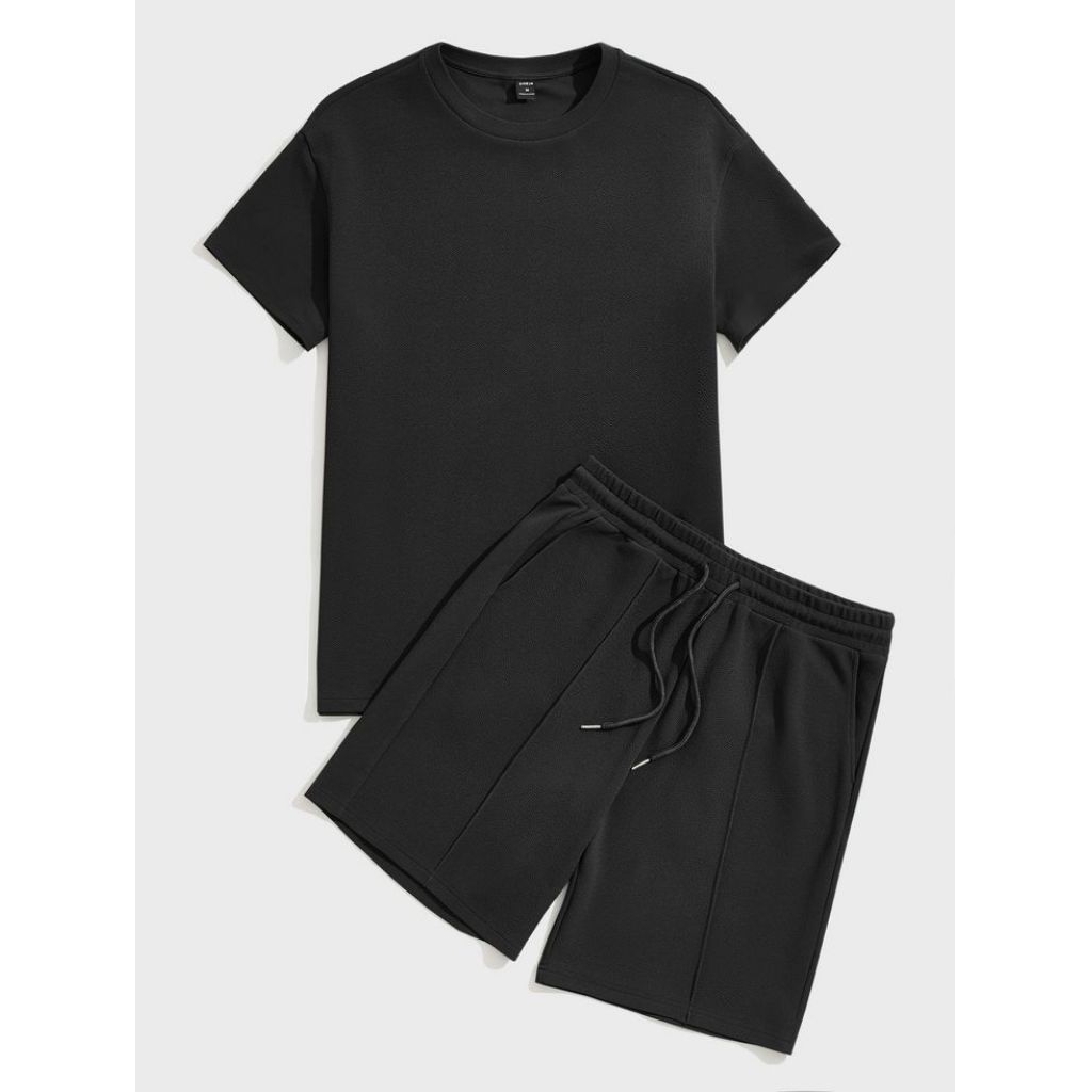 Satu Set Setelan Outfit Cowok Kaos dan Celana Pendek Kekinian Katun Lembut