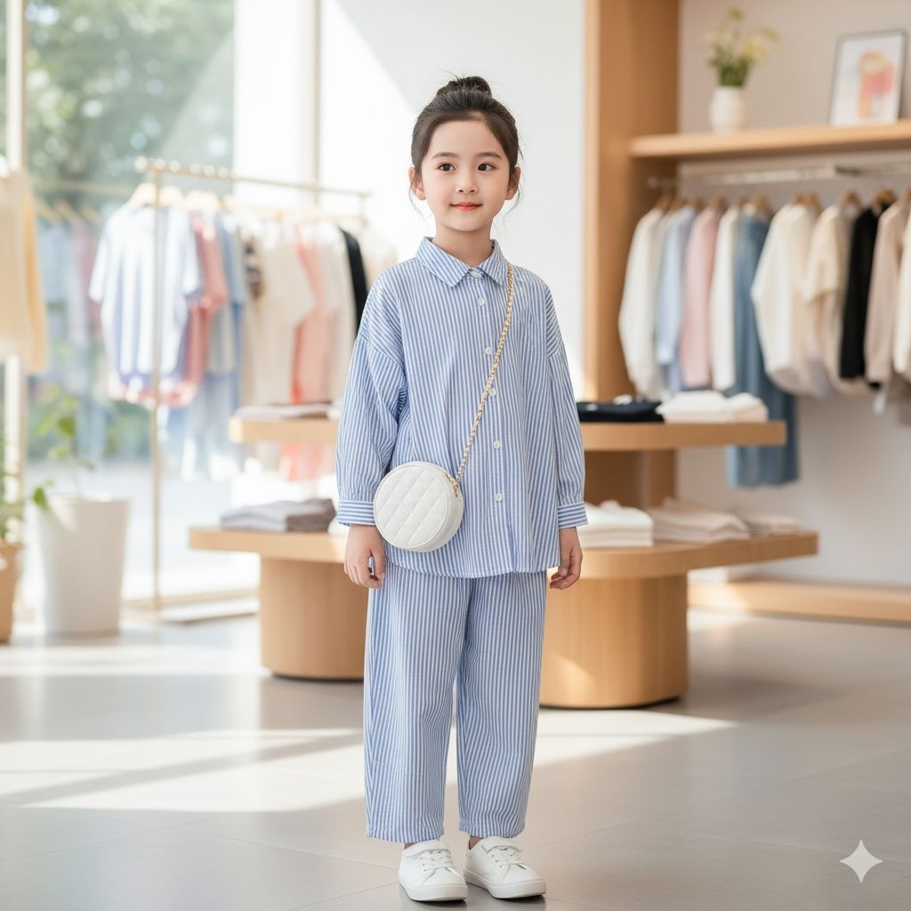 SETELAN ANAK PEREMPUAN 1-12 TAHUN MOTIF SALUR BAJU ANAK CEWEK MODEL KOREAN STYLE BAHAN COTTON SALUR 