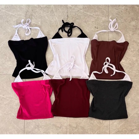 ATASAN TOP TALI IKAT LEHER  RIB