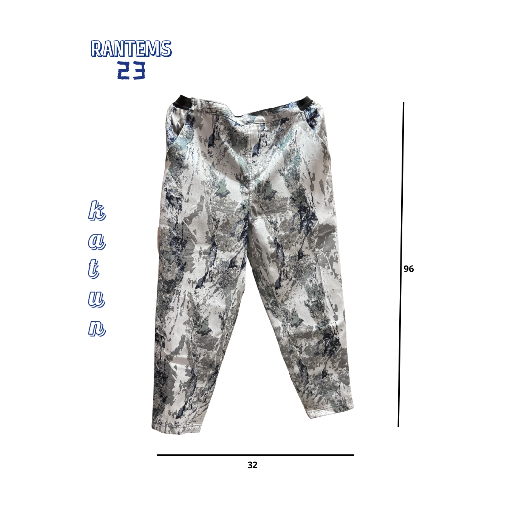 Celana Panjang Loreng Wanita Pinggang Karet - Rantems Preloved Premium