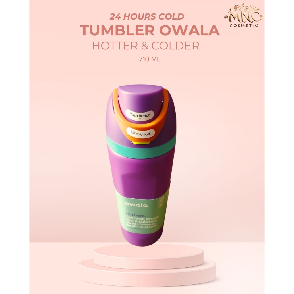 TUMBLER OWALA POLOS WARNA UNGU ISI 710 ML HOT AND COLD TAHAN LAMA