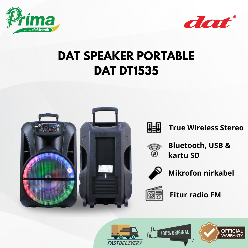 DAT SPEAKER PORTABLE DAT DT1535 GARANSI NEW