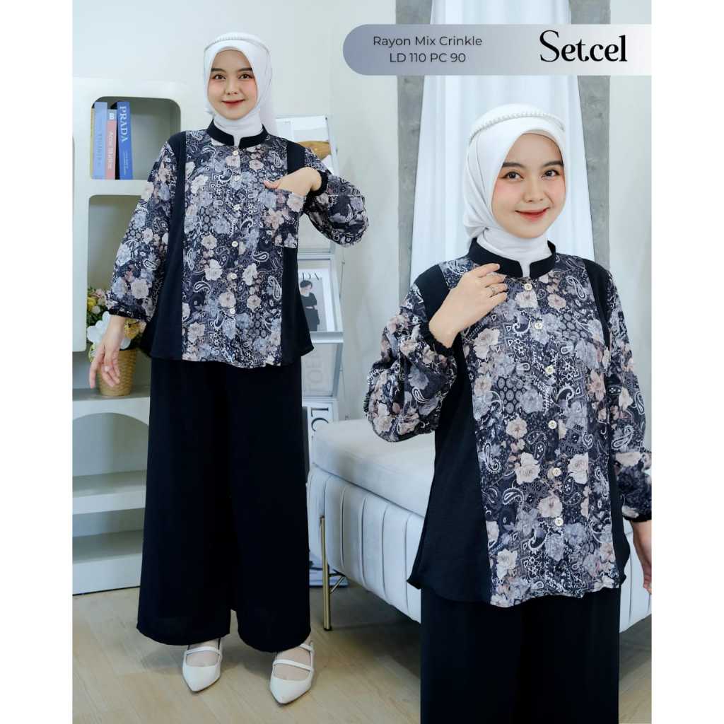 HAZERA SETELAN BAJU CELANA / Setelan Baju Wanita / Baju Long Tunik Wanita / Baju Wanita Kekinian / B