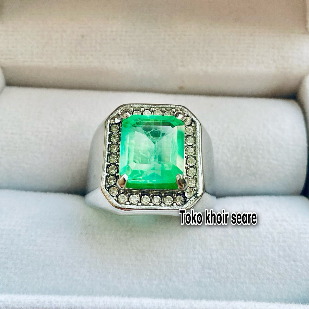 Cincin Batu Zamrud Catam Natural Serat Super Mewah minimalis Top Quality