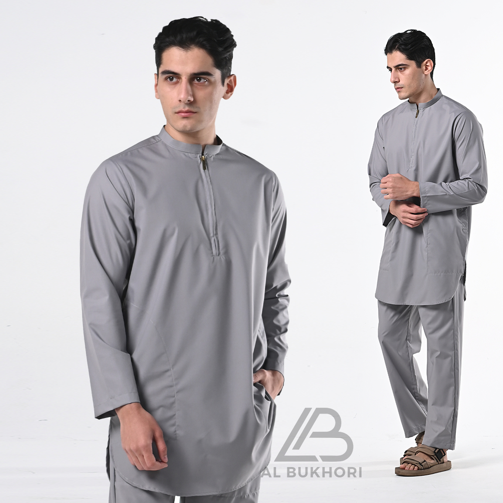 Salman TENCEL Koko Jubah Muslim Kurta Set Pakistan Pria Dewasa Lengan Panjang Kurta Kazeem