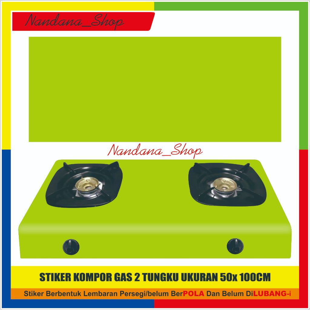 Stiker kompor 2 tungku warna polos