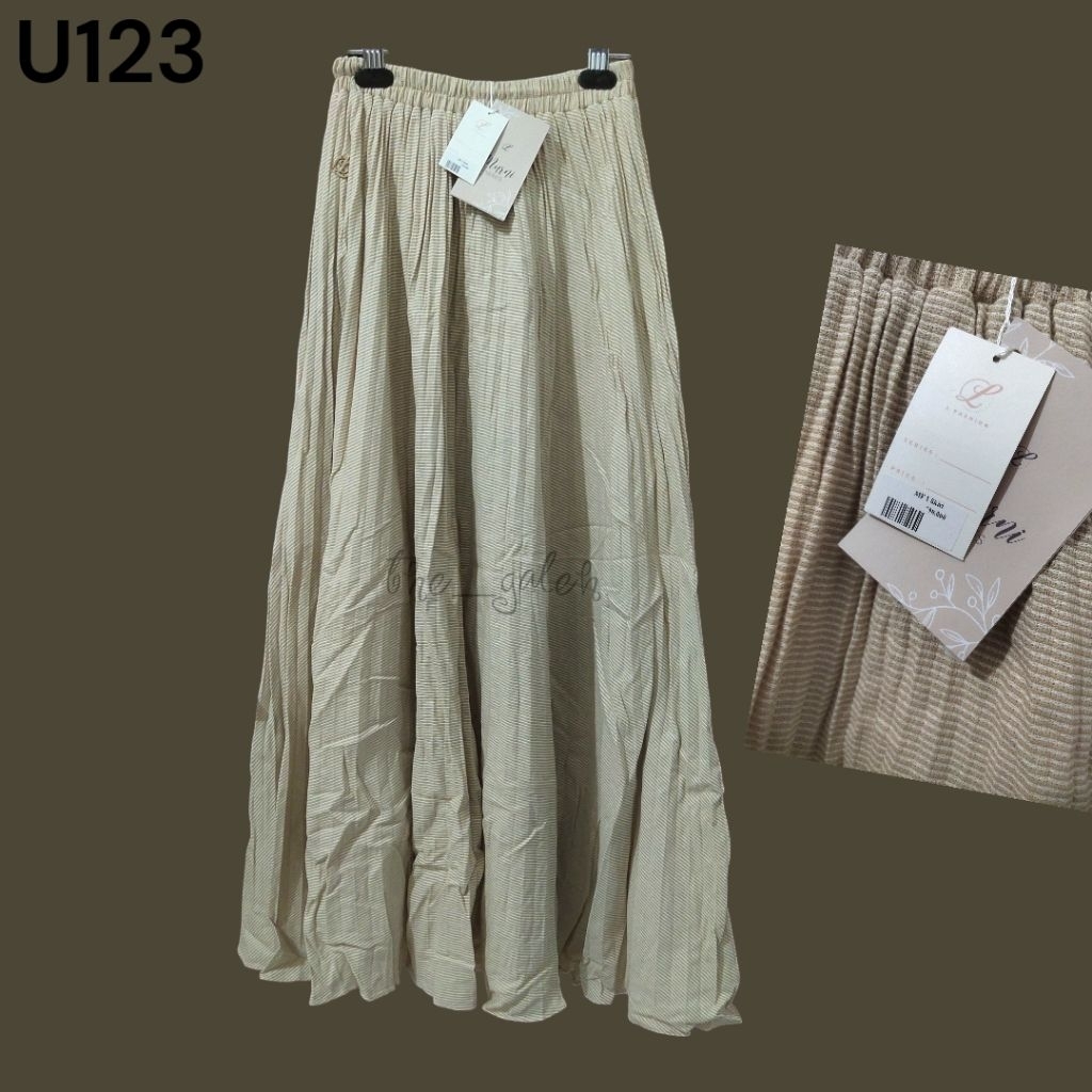 U123 New LbyLCB L By Laudya Cyinthia Bella Rok Cream Garis Bagus Murah