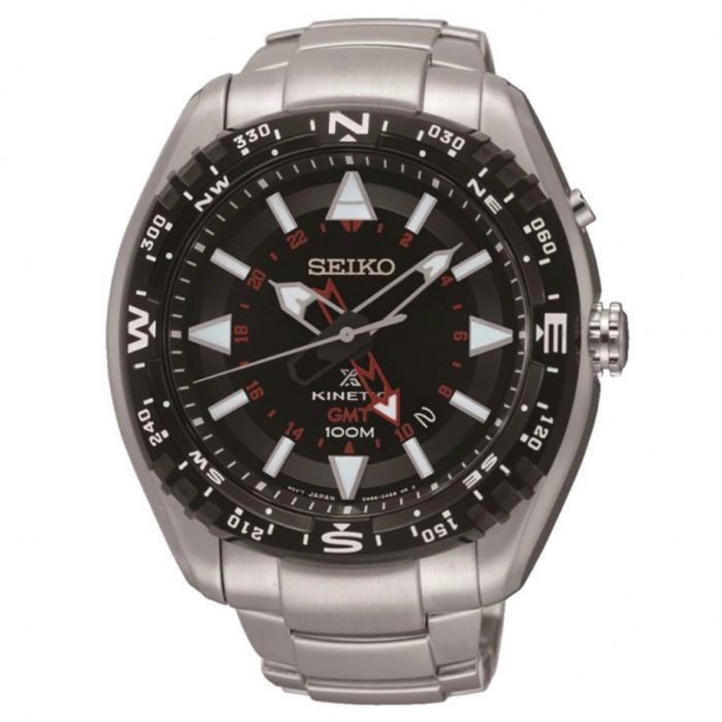 Seiko SUN049P1 / SUN049 Prospex Land Kinetic GMT Silver Black Red