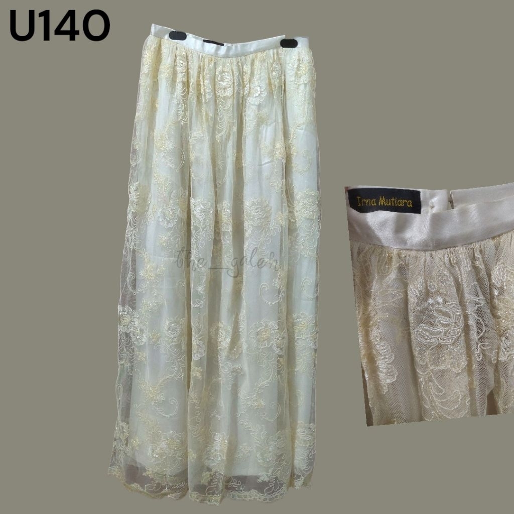 U140 New Rok Tile Off White Payet Kuning Soft Rok Pesta by Irna Mutiara Bagus Murah