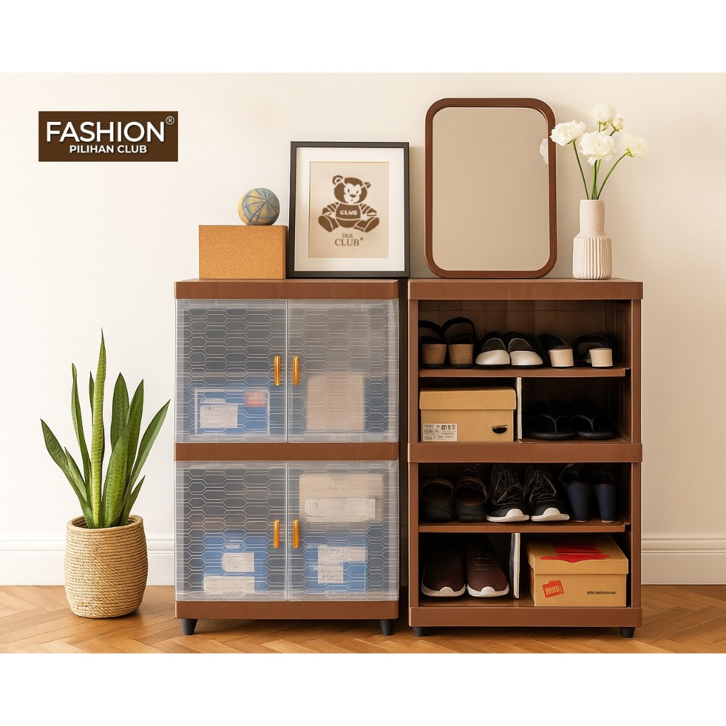 CLUB Fashion Pro Shoe Rack - Kabinet Serbaguna - Lemari Plastik Susun - Kabinet Sepatu - Minimalis