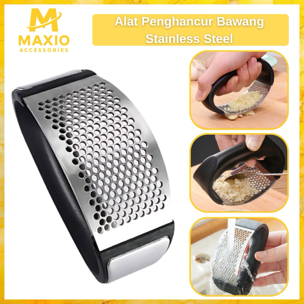 MA (Garlic Press) Alat Penghancur Bawang Stainless Steel Gagang Plastik | Alat Cincang Geprek Bawang