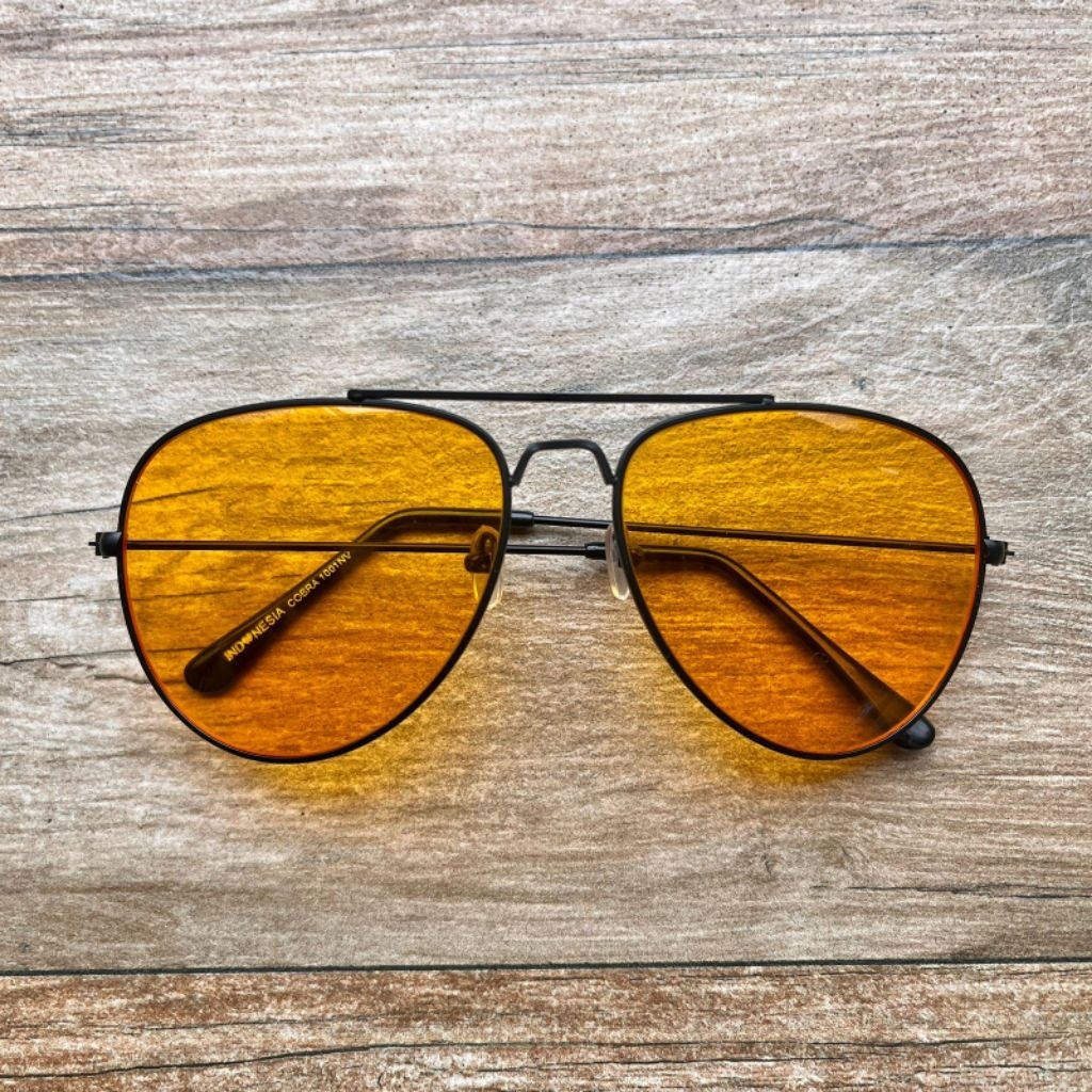KACAMATA AVIATOR LENSA NIGHTVISION UNTUK BERKENDARA DI MALAM HARI UNISEX FULL SET BOX - CBR1001NV