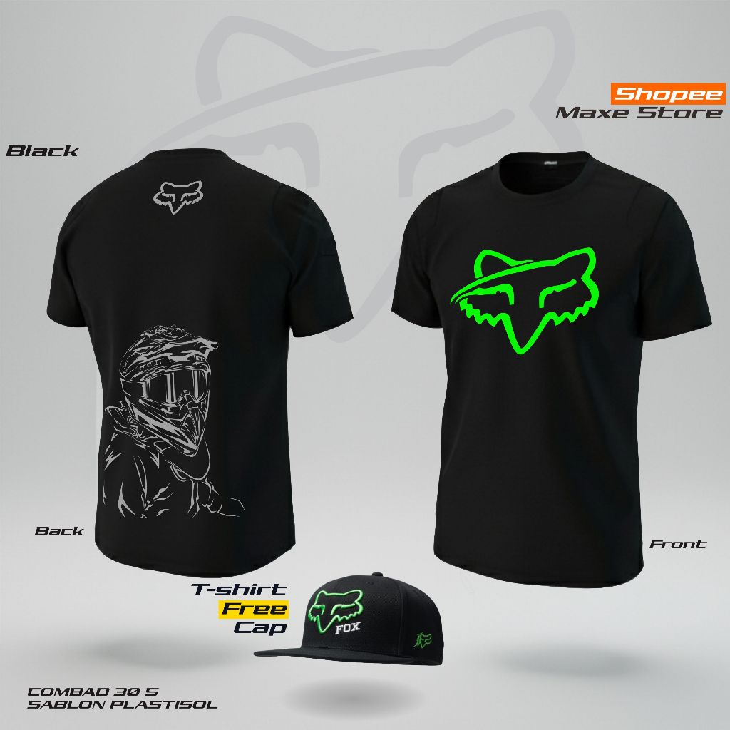 Kaos DS FOX Gratis Topi/ Topi Logo FOX/ 192/ 12/Kaos FOX Racing/ Kaos Racing/ Kaos Motorcross