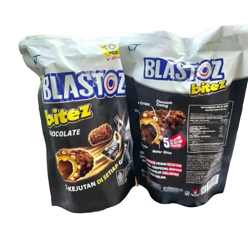 BLASTOZ Chocolate 80 gram Kemasan pouch | isi 10 pcs/pouch | Snack mini