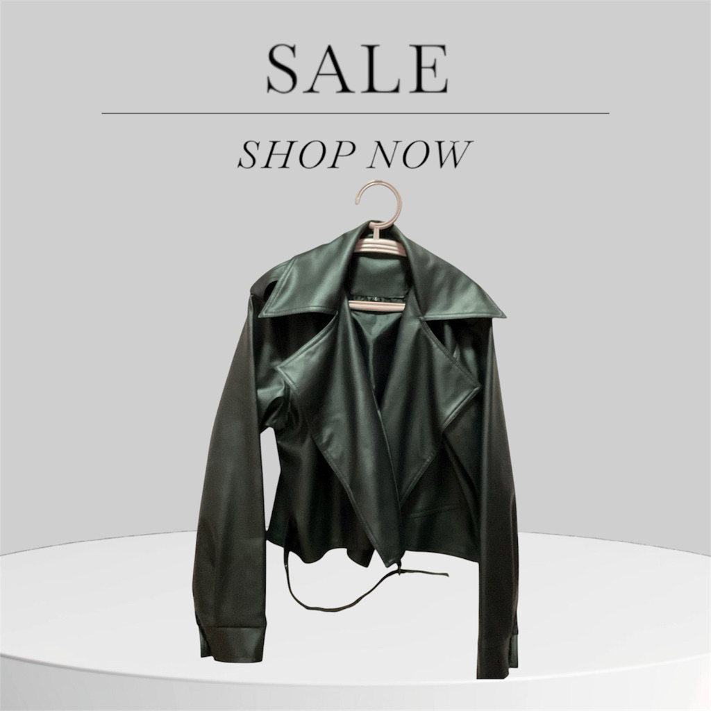 READY Black Faux Leather Jacket with Belt - Jaket Kulit (ZARA) size L - #01