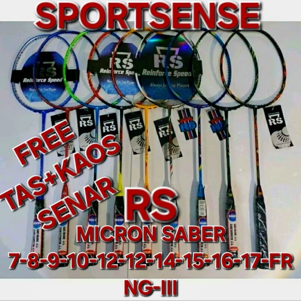 Raket Badminton Bulutangkis RS Reinforce Speed Micron Saber MicronSaber MS 7 8 9 10 12 14 15 16 17 F
