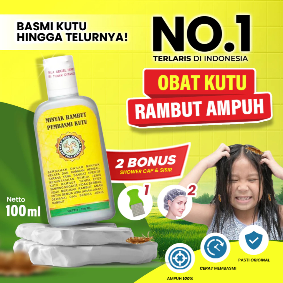 Obat Kutu Rambut Cap Tiga Jempol Penghilang Pembasmi Telur Kutu Rambut