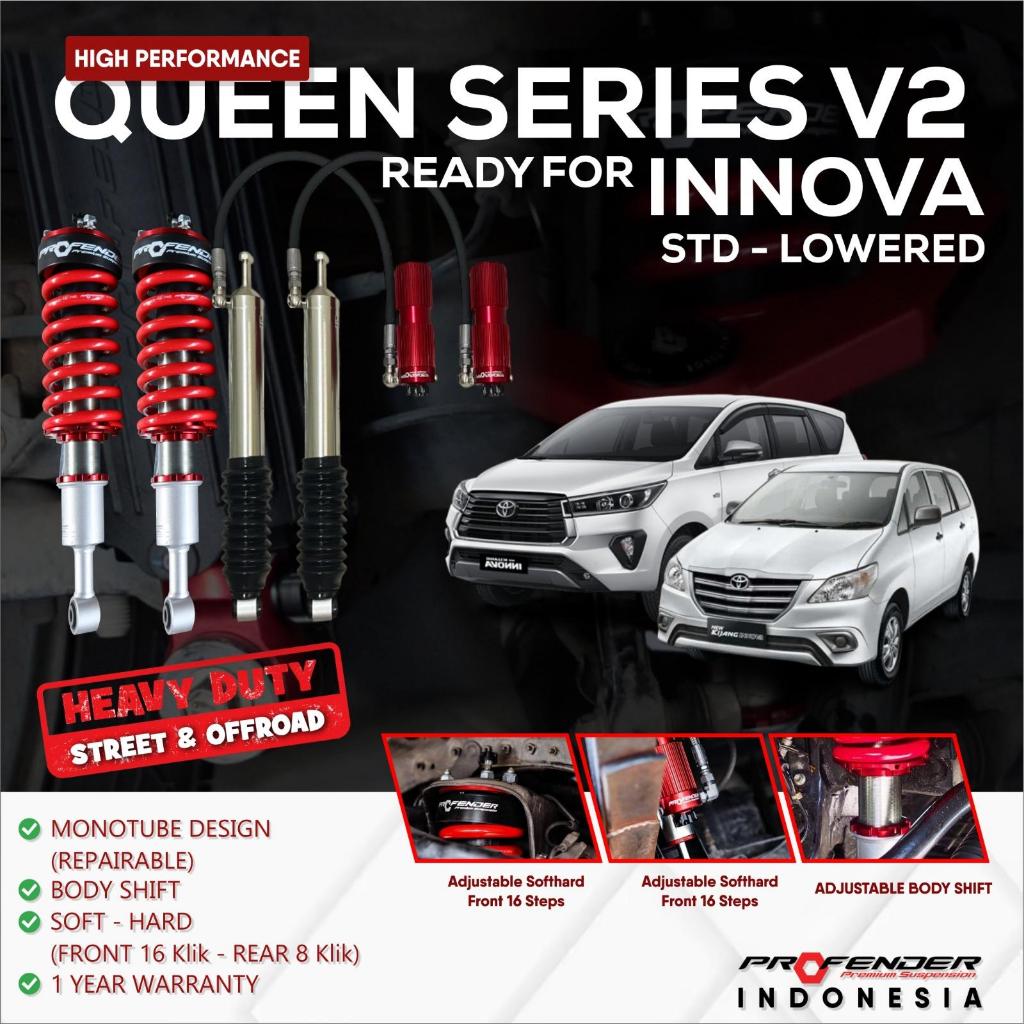 TERBARU COILOVER PROFENDER TOYOTA INNOVA DIESEL PACKAGE QUEEN SERIES V2 STD-LOWERED front rear