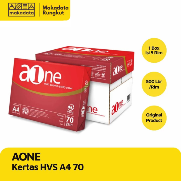 KERTAS HVS AONE / KERTAS FOTOCOPY / KERTAS PRINT A-ONE A4 70 GRAM ( 1 BOX)