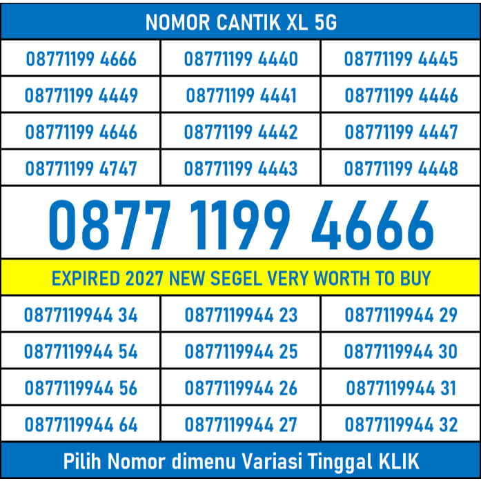 Nomor Cantik Kartu Perdana XL 4G 5G Segel