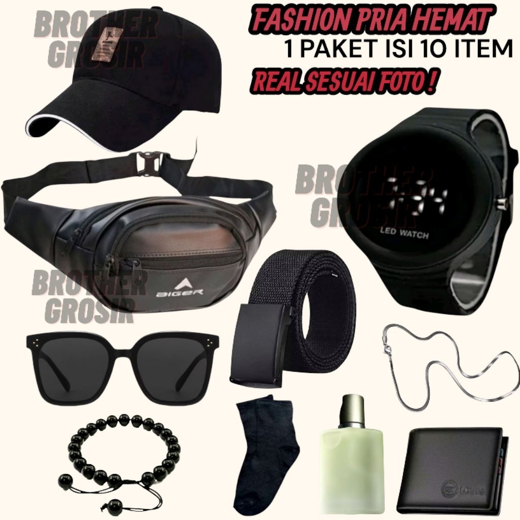 (PAKET TER-KOMPLIT JAM TANGAN PRIA KEREN HEMAT)Ter-Lengkap Bundling 10In1/9In1 Jam Tangan/Jam Analog