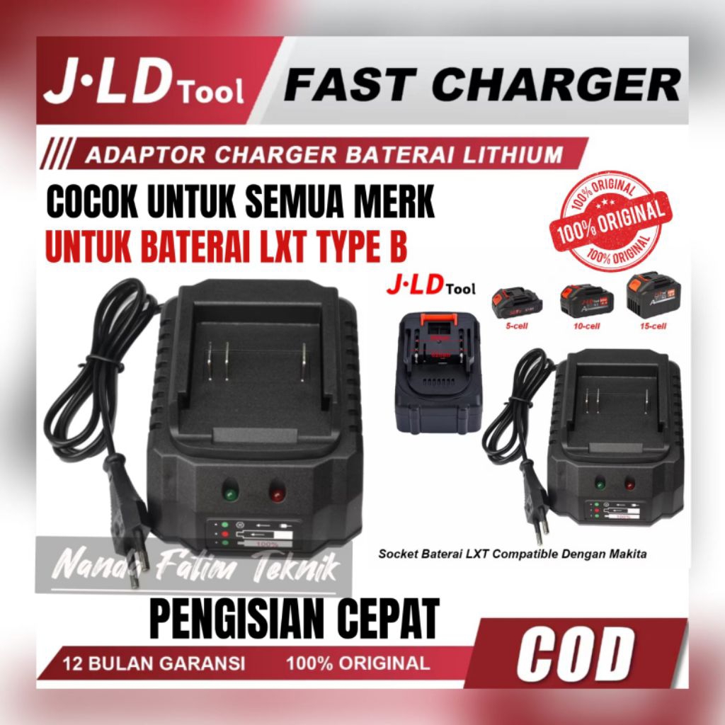JLD Adaptor Charger Baterai Lithium DC Adaptor Cas Fast Charger Bor Cordless charger duduk charger k