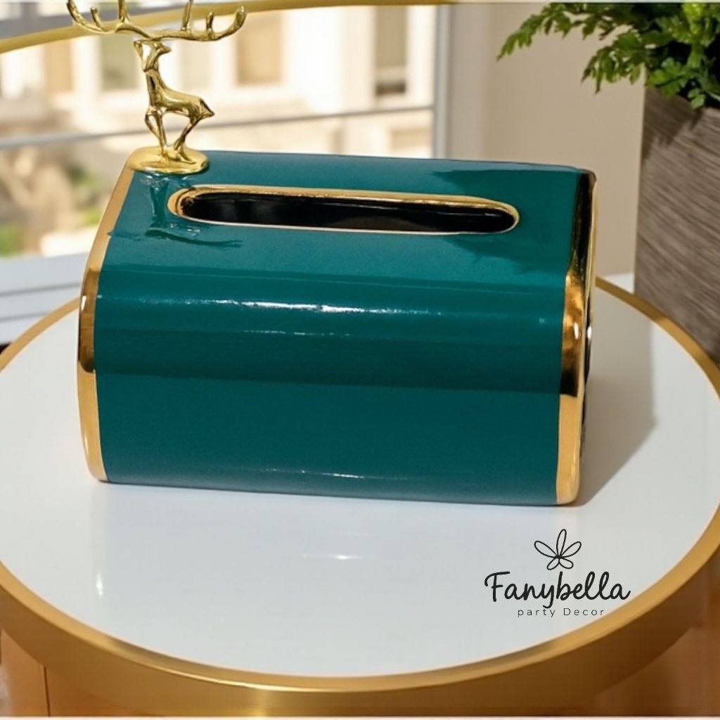 Pajangan Keramik Hijau Mewah Rusa Dekorasi Rumah/ FANYBELLA