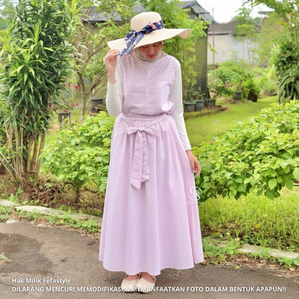 FEFA STYLE - ONE SET NAGITA SALUR - ONE SET salur lengan oblong rok mayung - atasan bawahan rok