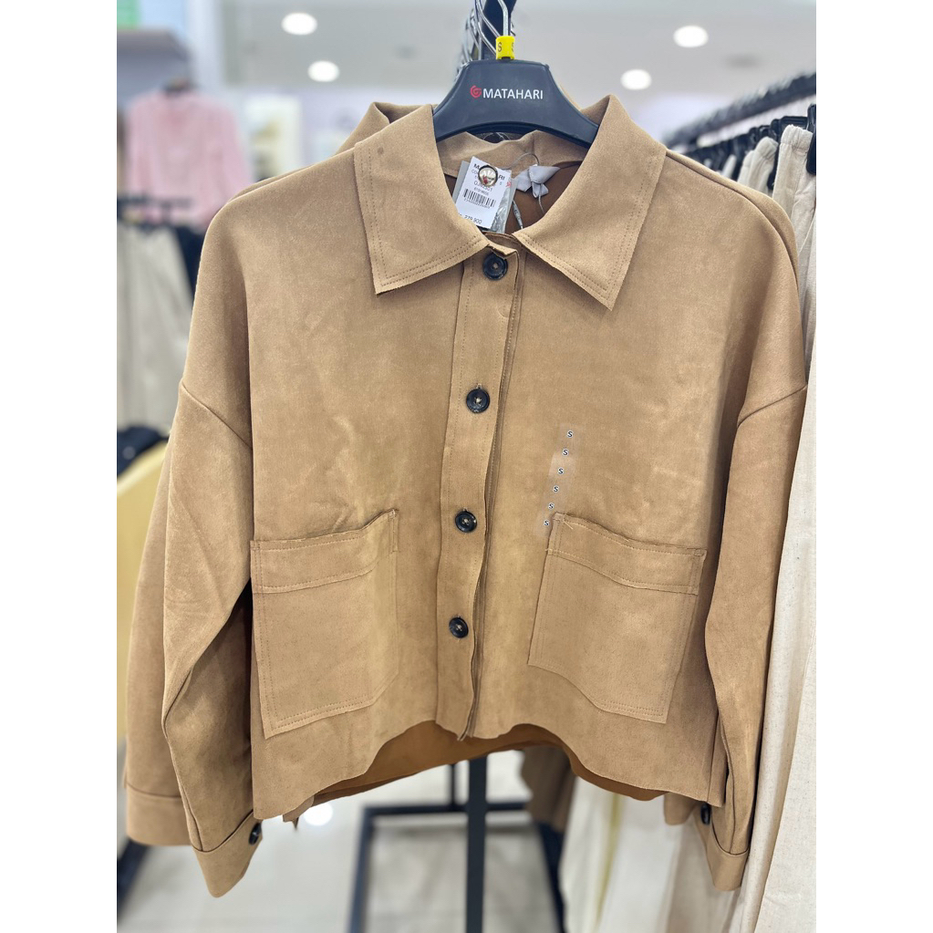 ST.YVES CROP JACKET SUEDE PREMIUM – WARNA COKELAT | SIZE S–XL